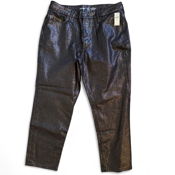 NWT Old Navy Black Shimmery Denim Jeans 12 petite - Picture 3 of 8